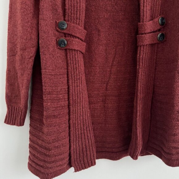 Fortune + Ivy Women Burgundy Open Front Knit Cardigan Sweater Size M - Picture 8 of 10